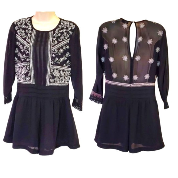 ASOS Collection Black and White Embroidered Romper, Size 6 - Picture 1 of 16